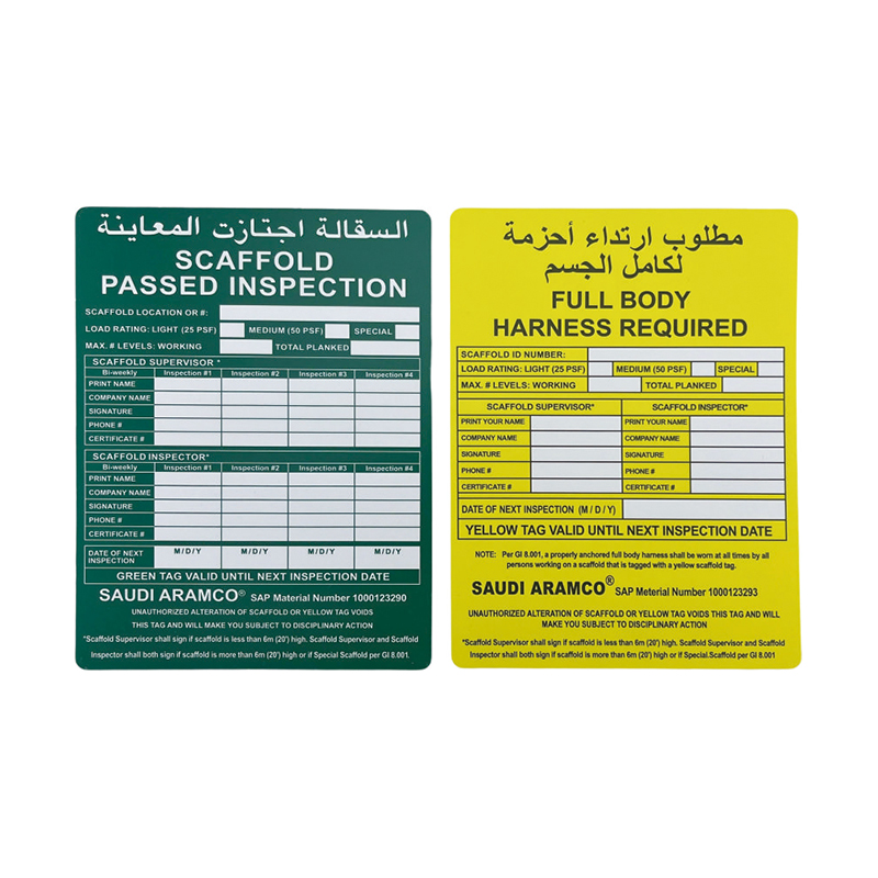 OP023 Bezpečné štítky na lešenie Matná povrchová úprava Vonkajšie Odolné OP023 Bezpečné štítky na lešenie Matná povrchová úprava Vonkajšie Odolné